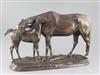Pierre Lenordez (1814-1892). A bronze group of a mare and foal, 17.5in. height 11in.                                                   