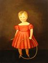 English School c.1820 Portrait of a young girl with hoop 23 x 19in.                                                                    