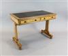 A mid Victorian Hungarian ash and purple heart banded writing table, attributed to Holland & Sons, W.3ft                               