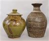 A Michael Leach Yelland Pottery vase and a Clive Bowen Studio Pottery jar and cover, H 32 & 26cm approx                                