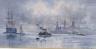 Frank Wood (1904-1985), watercolour, HMS Victory in Portsmouth harbour, signed and dated 1909, 13 x 26cm                                                                                                                    