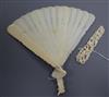 A late 19th century carved ivory fan (a.f.) 20cm long                                                                                  