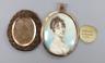 A George III portrait miniature of Rebecca Johnson, inset plaited hair verso, 6cm high                                                                                                                                      