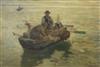 Italian School c.1900, oil on canvas board, fishermen at sea, 24 x 34cm                                                                