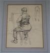 RS, drawing of an artist at an easel, 25 x 19cm.                                                                                       