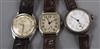 Three gentleman's wrist watches including Elgin and Richard 'Radio Stop'.                                                              