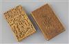 Two Chinese export sandalwood card, 19th century, 10.8 and 10.9cm                                                                      