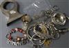 A quantity of assorted mainly silver items including jewellery and clock case.                                                         