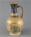 Hannah Barlow for Doulton Lambeth, a 'fox and hounds' sgraffito ewer, dated 1875, 23.5cm                                               