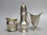 Two silver cream jugs including Victorian and a modern silver sugar caster, 11.5oz.                                                                                                                                         