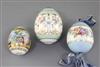 Three Russian porcelain Easter eggs, late 19th/early 20th century,                                                                     