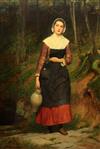 Charles Sillem Lidderdale R.B.A. (1831-1895) A country maid carrying a Rheinish jug 49 x 35in.                                         