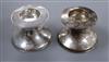 A pair of 1930's silver pedestal table salts? William Comyns & Sons Ltd, London, 1938, 16.5 oz.                                        