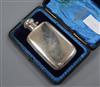 A cased late Victorian silver hip flask, Thomas Hayes, Birmingham, 1892, 12.3cm.                                                       