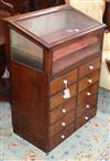 A small Victorian mahogany ten drawer shop display cabinet, with hinged slant front W.68cm                                             