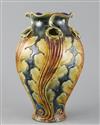 Frank A Butler for Doulton, a hand-built leaf design vase, c.1895, 24cm                                                                