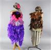 The Magic Flute: Papagena's pink, lilac and purple bodice with matching feather skirt and feathered bird headdress,                    