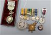 A set of miniature medals and other medals badges etc.                                                                                 