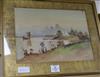 Maung Saya Saung (Burmese), watercolour, figures on a riverbank, 27 x 37cm and another watercolour by the same hand, 24.5 x 32.5cm     