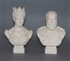 A pair of Robinson & Leadbeater parian busts of Edward VII and Queen Alexandra tallest 22cm                                            