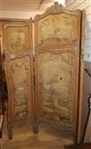 A 19th century French three fold screen W.166cm                                                                                        