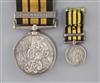 An Ashantee medal with Coomassie clasp, 1529 to Serjt R. Rankin, 2nd Bn Rifle Bde, 1873-4 and miniature.                               