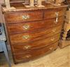 A Regency mahogany six drawer bowfront chest W.113cm                                                                                   