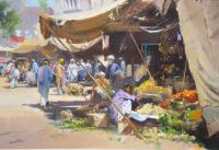 § Frank Wootton (1914-1998) Market Place, Peshawar 11.5 x 15.75in.                                                                     