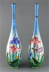 A pair of large Japanese ginbari cloisonne enamel bottle vases, c.1910, vases H.61.5cm, some cracks to enamel                          