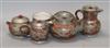 A Chinese Yixing and pewter mounted five piece tea set tallest 15cm                                                                    