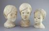 Barbara Tribe (1913-2000), , Three plaster head studies of children, largest 32cm                                                                                                                                           