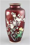 A Japanese silver wire and ginbari enamel vase, by Ando, early 20th century, height 22cm                                               