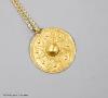 A modern Italian 18ct chain with a circular yellow metal possibly Roman pendant, 30mm, gross weight 7.8 grams                                                                                                               