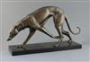 Attributed to Irene Rochard. An Art Deco bronze model of a greyhound, length 22in.                                                     