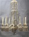 A William IV cut glass twelve light chandelier, Drop 3ft 9in. Diam. 2ft 11in. (a.f.)                                                   