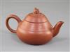 A Chinese Yixing pottery conical teapot and cover, 19th century, spout to handle 11.5cm                                                