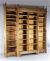 Attributed to A.W.N. Pugin. A mid 19th century Reformed Gothic oak breakfront open bookcase, probably made by J.G.Crace, W.7ft 10in.   