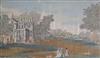 A pair of Regency watercolour and silkwork panels by Atherton of Cambridge depicting Richmond Bridge and Strawberry Hill               