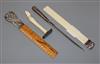 A silver moulded ivory letter opener and three other silver mounted items                                                              