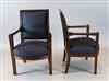 A pair of 19th century French Empire style fauteuils, W. 2ft. H. 3ft 1in.                                                              