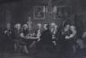 George Thompson after James Doyle, engraving, 'A Literary Party at Sir Joshua Reynolds' 1851, overall 45 x 63cm                                                                                                             