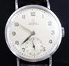 A gentleman's 1940's stainless steel Omega chronometer manual wind wrist watch,                                                        