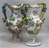 Two 20th century Italian Majolica vases H.45cm.                                                                                        