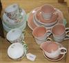 A Shelley 'Wild Flowers' tea service (19 pieces) and a Susie Cooper part spotted pink and white tea service (18 pieces)                