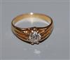 An 18ct gold and claw set solitaire diamond ring (approx 0.5ct), size P.                                                               