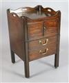 A George III ebony strung mahogany tray top commode, W.1ft 7in. D.1ft 6in. H.2ft 6in.                                                  