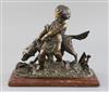 Auguste Joseph Peiffer (French, 1832-1886). A bronze group of a putto with a setter, width 9.75in. depth 4.75in. height 8.25in.        