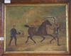Victorian School oil on canvas, equestrian scene 'The Fox Green....' 40 x 52cm.                                                        
