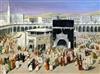 Early 20th century European School Gathering of Muslims at the Kaaba in Mecca, Saudi Arabia 18 x 23.5in.                               