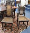 A set of six Victorian carved oak Carolean style dining chairs and two similar chairs                                                  